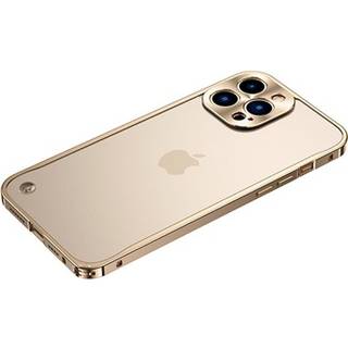 iPhone 13 Pro Max Metal Bumper med Plastik til Bagsiden - Guld