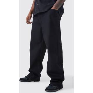 Mens Washed Black Plus Relaxed Rigid Jeans
