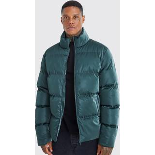 Mens Dark Green Oversized Soft Sheen Nylon Puffer