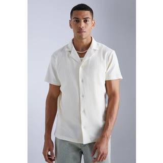 Mens Sand Short Sleeve Revere Rib Jersey Shirt