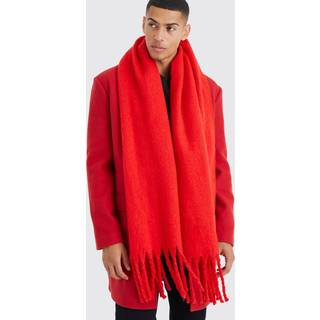 Mens Red Chunky Knit Scarf