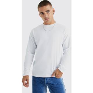 Mens White Basic Long Sleeve Crew Neck T Shirt