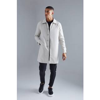 Mens Stone Single Breasted Poly Twill Mac Jacket