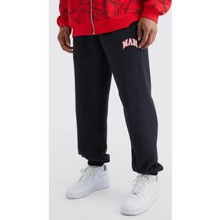 Mens Black Man Varsity Oversized Joggers