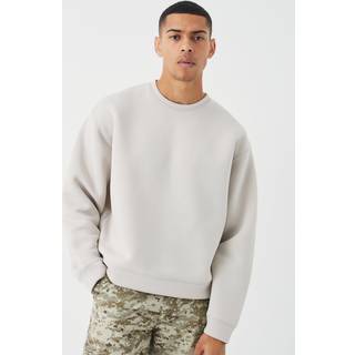 Mens Stone Oversized Boxy Bonded Scuba Sweatshirt