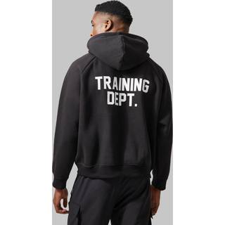 Mens Black Man Active Training Dept Boxy Hoodie