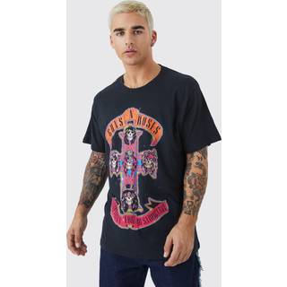 Mens Black Oversized Guns N Roses License T-shirt