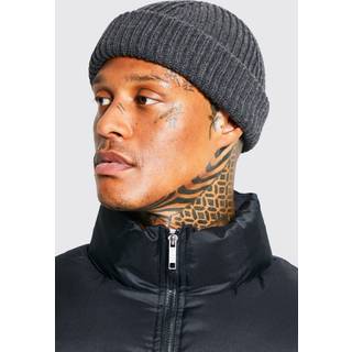 Mens Charcoal Ribbed Micro Beanie