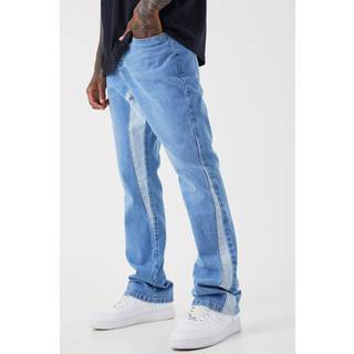 Mens Light Blue Slim Flare Panel Jeans