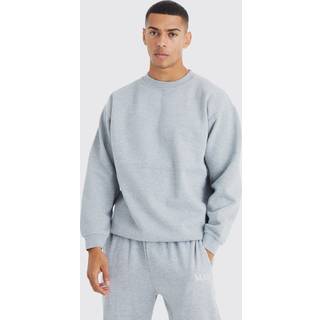 Mens Grey Marl Basic Oversized Crew Neck Sweatshirt