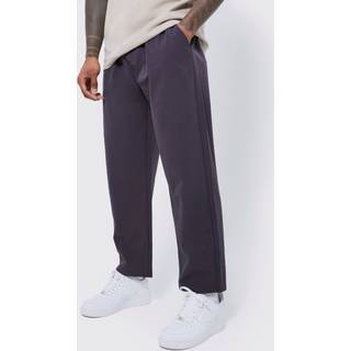 Mens Charcoal Elasticated Waist Technical Stretch Relaxed Cropped Trouser