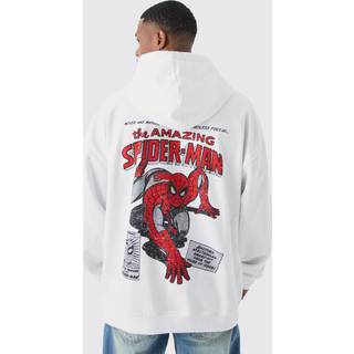 Mens White Oversized Spiderman License Hoodie