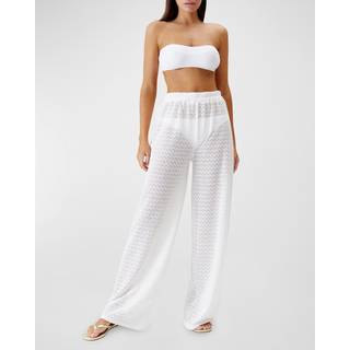 Melissa Odabash Sienna open-knit wide-leg pants - white - S