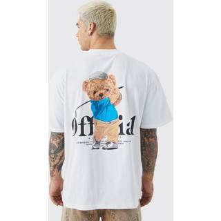 Mens White Oversized Teddy Graphic Ringer T-shirt