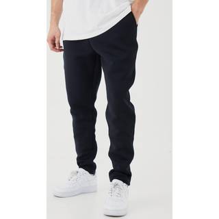 Mens Black Tall Slim Tapered Cropped Bonded Scuba Joggers