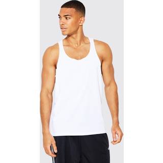 Mens White Basic Racer Back Vest