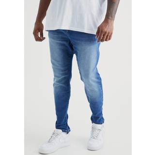 Mens Mid Blue Plus Super Skinny Stretch Jeans