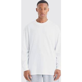 Mens White Oversized Long Sleeve Crew Neck T-shirt