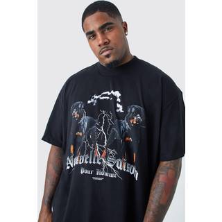 Mens Black Plus Oversized Rottweiler Graphic T-shirt