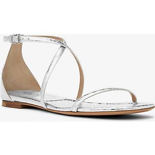 MK Polly Metallic Python Embossed Leather Sandal - Silver - Michael Kors - EU 41