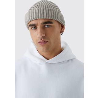 Mens Stone Ribbed Micro Beanie