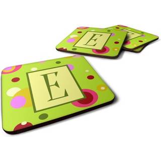 """" Caroline's Treasures CJ1010-EFC Monogram-grønne skumkyst (sæt af 4) indledende bogstav E 3.5 """" ""H X 3.5"" """" W Multicolor """"