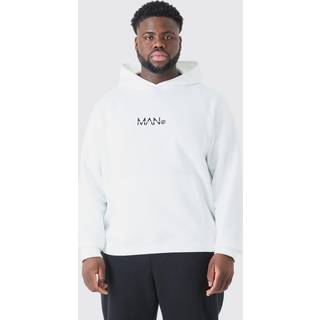 Mens Plus Man Signature Over The Head Hoodie In White