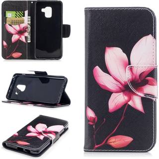 Samsung Galaxy A8 (2018) mønstret PU læder flip etui - frisk blomst