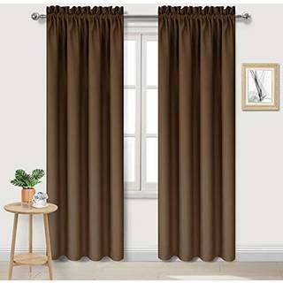 DWCN Blackout -gardiner til soveværelse - Termisk isoleret energibesparende gardiner til stue brun W 38 x L 84 tommer sæt med 2 stanglomme gardin