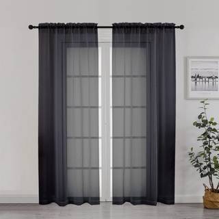 ChyHomenyc Black Sheer Windows Gardin Panels 72 inches Længde 2 Paneler Voile Top Dual Rod Lommer Lysfiltrering Airy trendy gardiner Vinduebehand
