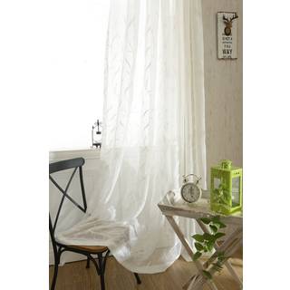 Vogol semi-sheer elegant broderet fast hvidt stanglomme vindue rene gardiner/drapering/paneler/behandling 54 x 84 To paneler