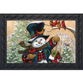 Briarwood Lane Winter Friends Snowman Doormat Cardinals Primitive Indoor Outdoor 30 """" X 18 """"