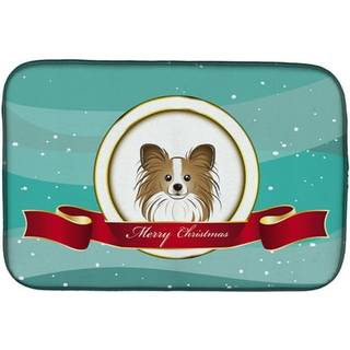 """" Caroline's Treasures Papillon Merry Christmas Dish Drying Mat 14 """" """" X 21 """" """" """"