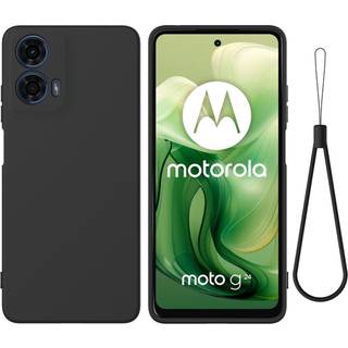 Motorola Moto G04 / G24 / G24 Power Liquid Silikone Bagside Cover m. Strop - Sort