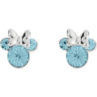 Disney Silver Minnie Blue Crystal Birthstone Stud Earrings - March - F6777