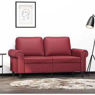 2-personers sofa 120 cm kunstlæder vinrød