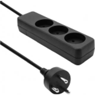 ProXtend Stikdåser - 3 x Udtag - Med Jord - 3 m - Sort