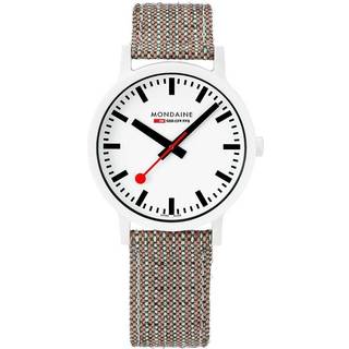Mondaine Essence Quartz White Dial Brown Textile Strap Unisex Watch MS1.41110.LG