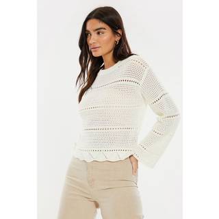 Threadbare Threadbare White Pointelle Crochet Jumper