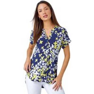 Roman Roman Multi Floral Puff Print Pleat Front Top