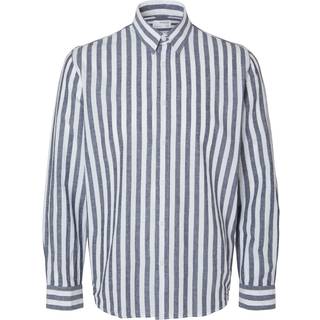 Selected Reg New Linen Shirt LS Sky Captain Stripe