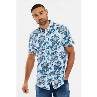 Threadbare Threadbare Blue Chrome Print Short Sleeve Shirt