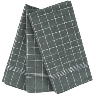 3 stk. Kokkeviskestykker - 50x100 cm grønne viskestykker med hvide tern