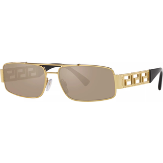 Versace Mand VE2257 10025A Solbriller Metal Guld Brun Firkantet Spejlet Spejl