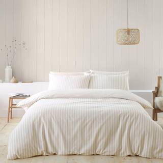 Catherine Lansfield Catherine Lansfield Natural Brushed 100% Cotton Stripe Duvet Cover Set