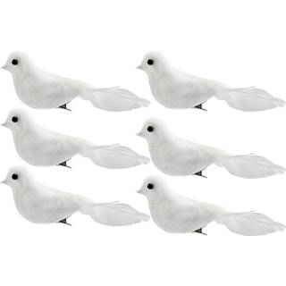 Cornucopia kunstige hvide duer (6-pack); Hvide fjerede mini -fugle til bryllupper julepynt kranser og dekorativ kunst og h?ndv?rk