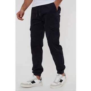 Threadbare Threadbare Black Cotton Jogger Style Cargo Trousers With Stretch