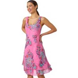 Roman Roman Pink Paisley Print 100% Cotton Layered Dress