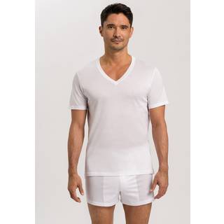 HANRO Herren T-Shirt weiß Jersey-Baumwolle unifarben