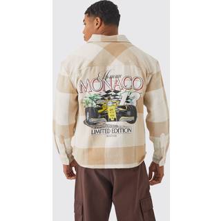 Mens Stone Boxy Check Graphic Overshirt